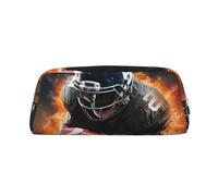 PPTHSNVB Federmäppchen, cooles American Football-Federmäppchen mit Reißverschluss, großes Fassungsvermögen, Leder-Bleistifttasche, tragbare Make-up-Tasche für Damen und Herren, silber, Einheitsgröße
