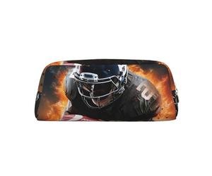 PPTHSNVB Federmäppchen, cooles American Football-Federmäppchen mit Reißverschluss, großes Fassungsvermögen, Leder-Bleistifttasche, tragbare Make-up-Tasche für Damen und Herren, gold, Einheitsgröße