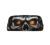 PPTHSNVB Federmäppchen, cooles Federmäppchen mit Reißverschluss, großes Fassungsvermögen, Leder, tragbare Make-up-Tasche für Damen und Herren, silber, Einheitsgröße, Druck