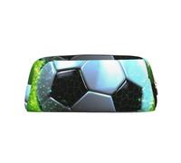 PPTHSNVB Federmäppchen, cooles Fußball-Federmäppchen mit Reißverschluss, großes Fassungsvermögen, Leder-Bleistifttasche, tragbare Make-up-Tasche für Damen und Herren, gold, Einheitsgröße, Druck
