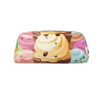 PPTHSNVB Federmäppchen, Eiscreme-Federmäppchen, mit Reißverschluss, großes Fassungsvermögen, Leder-Bleistifttasche, tragbare Make-up-Tasche für Damen und Herren, silber, Einheitsgröße, Druck