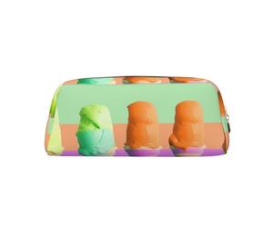PPTHSNVB Federmäppchen, Eiscreme, Regenbogen-Farbverlauf, Federmäppchen mit Reißverschluss, großes Fassungsvermögen, Leder-Bleistifttasche, tragbare Make-up-Tasche für Damen und Herren, gold