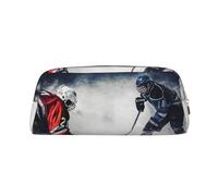 PPTHSNVB Federmäppchen, Eishockey-Kunst-Federmäppchen mit Reißverschluss, großes Fassungsvermögen, Leder-Bleistifttasche, tragbare Make-up-Tasche für Damen und Herren, gold, Einheitsgröße, Druck