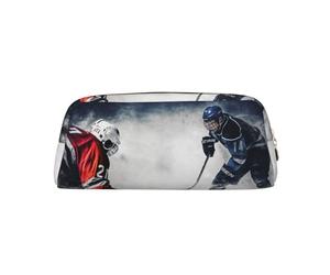PPTHSNVB Federmäppchen, Eishockey-Kunst-Federmäppchen mit Reißverschluss, großes Fassungsvermögen, Leder-Bleistifttasche, tragbare Make-up-Tasche für Damen und Herren, gold, Einheitsgröße, Druck