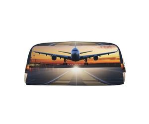 PPTHSNVB Federmäppchen, Flughafen-Federmäppchen, mit Reißverschluss, großes Fassungsvermögen, Leder, tragbare Make-up-Tasche für Damen und Herren, gold, Einheitsgröße, Druck