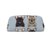 PPTHSNVB Federmäppchen, französische Bulldogge, Federmäppchen mit Reißverschluss, großes Fassungsvermögen, Leder, tragbare Make-up-Tasche für Damen und Herren, silber, Einheitsgröße, Druck