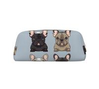 PPTHSNVB Federmäppchen, französische Bulldogge, Federmäppchen mit Reißverschluss, großes Fassungsvermögen, Leder, tragbare Make-up-Tasche für Damen und Herren, gold, Einheitsgröße, Druck