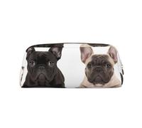 PPTHSNVB Federmäppchen, französische Bulldogge, Federmäppchen mit Reißverschluss, großes Fassungsvermögen, Leder, tragbare Make-up-Tasche für Damen und Herren, gold, Einheitsgröße, Druck