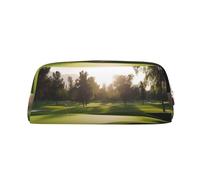 PPTHSNVB Federmäppchen für Golfplatz, Federmäppchen mit Reißverschluss, großes Fassungsvermögen, Leder, tragbare Make-up-Tasche für Damen und Herren, gold, Einheitsgröße, Druck