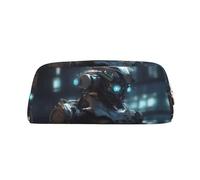 PPTHSNVB Federmäppchen Future Robot Federmäppchen mit Reißverschluss, großes Fassungsvermögen, Leder-Federtasche, tragbare Make-up-Tasche für Damen und Herren, gold, Einheitsgröße, Druck