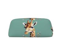 PPTHSNVB Federmäppchen Giraffe mit Blumen, Federmäppchen mit Reißverschluss, großes Fassungsvermögen, Leder, tragbare Make-up-Tasche für Damen und Herren, silber, Einheitsgröße, Druck