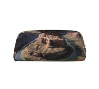 PPTHSNVB Federmäppchen Grand Canyon Arizona Federmäppchen mit Reißverschluss, großes Fassungsvermögen, Leder-Federtasche, tragbare Make-up-Tasche für Damen und Herren, silber, Einheitsgröße, Druck