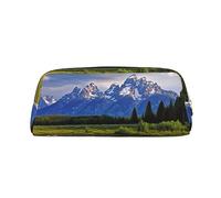 PPTHSNVB Federmäppchen Grand Teton National Park Federmäppchen mit Reißverschluss, großes Fassungsvermögen, Leder-Federtasche, tragbare Make-up-Tasche für Damen und Herren, gold, Einheitsgröße, Druck