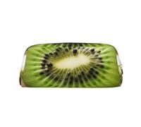 PPTHSNVB Federmäppchen, grünes Kiwi, Federmäppchen mit Reißverschluss, großes Fassungsvermögen, Leder, tragbare Make-up-Tasche für Damen und Herren, gold, Einheitsgröße, Druck