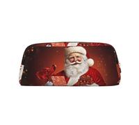 PPTHSNVB Federmäppchen, hübsches Weihnachtsmann-Federmäppchen mit Reißverschluss, großes Fassungsvermögen, Leder-Bleistifttasche, tragbare Make-up-Tasche für Damen und Herren, gold, Einheitsgröße