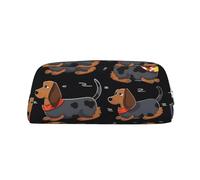 PPTHSNVB Federmäppchen "I Love My Dog Dackel", Federmäppchen mit Reißverschluss, großes Fassungsvermögen, Leder-Bleistifttasche, tragbare Make-up-Tasche für Damen und Herren, silber, Einheitsgröße