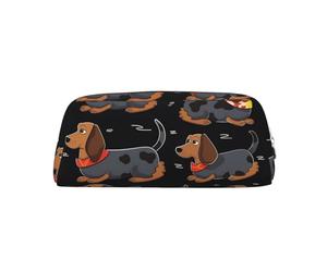 PPTHSNVB Federmäppchen "I Love My Dog Dackel", Federmäppchen mit Reißverschluss, großes Fassungsvermögen, Leder-Bleistifttasche, tragbare Make-up-Tasche für Damen und Herren, silber, Einheitsgröße
