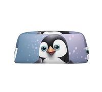 PPTHSNVB Federmäppchen "I Love Penguins" mit Reißverschluss, großes Fassungsvermögen, Leder-Federtasche, tragbare Make-up-Tasche für Damen und Herren, silber, Einheitsgröße, Druck