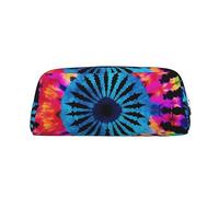 PPTHSNVB Federmäppchen im exotischen Tribe-Stil, Batik-Stil, Federmäppchen mit Reißverschluss, großes Fassungsvermögen, Leder-Bleistifttasche, tragbare Make-up-Tasche für Damen und Herren, silber