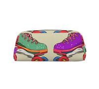 PPTHSNVB Federmäppchen im Retro-Stil, bunt, mit Reißverschluss, großes Fassungsvermögen, Leder-Bleistifttasche, tragbare Make-up-Tasche für Damen und Herren, gold, Einheitsgröße, Druck