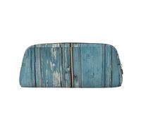 PPTHSNVB Federmäppchen im Vintage-Stil, blaues Holz-Federmäppchen mit Reißverschluss, großes Fassungsvermögen, Leder-Bleistifttasche, tragbare Make-up-Tasche für Damen und Herren, gold, Einheitsgröße