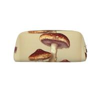 PPTHSNVB Federmäppchen im Vintage-Stil, essbare Pilze, Federmäppchen mit Reißverschluss, großes Fassungsvermögen, Leder-Bleistifttasche, tragbare Make-up-Tasche für Damen und Herren, gold