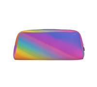 PPTHSNVB Federmäppchen in Regenbogenfarben, ästhetisches Federmäppchen mit Reißverschluss, großes Fassungsvermögen, Leder-Bleistifttasche, tragbare Make-up-Tasche für Damen und Herren, silber