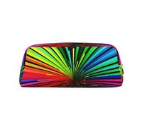 PPTHSNVB Federmäppchen in Regenbogenfarben, Federmäppchen mit Reißverschluss, großes Fassungsvermögen, Leder, tragbare Make-up-Tasche für Damen und Herren, silber, Einheitsgröße, Druck