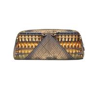 PPTHSNVB Federmäppchen Louvre Museum in Paris, Federmäppchen mit Reißverschluss, großes Fassungsvermögen, Leder-Bleistifttasche, tragbare Make-up-Tasche für Damen und Herren, gold, Einheitsgröße