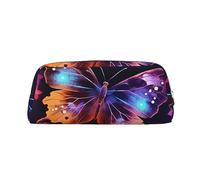 PPTHSNVB Federmäppchen, lustiges Schmetterlings-Federmäppchen mit Reißverschluss, großes Fassungsvermögen, Leder, tragbare Make-up-Tasche für Damen und Herren, silber, Einheitsgröße, Druck