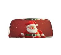 PPTHSNVB Federmäppchen "Merry Christmas" mit Reißverschluss, großes Fassungsvermögen, Leder-Bleistifttasche, tragbare Make-up-Tasche für Damen und Herren, silber, Einheitsgröße, Druck