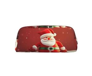PPTHSNVB Federmäppchen "Merry Christmas" mit Reißverschluss, großes Fassungsvermögen, Leder-Bleistifttasche, tragbare Make-up-Tasche für Damen und Herren, gold, Einheitsgröße, Druck