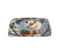 PPTHSNVB Federmäppchen "Merry Christmas", Schneemann-Federmäppchen mit Reißverschluss, großes Fassungsvermögen, Leder-Bleistifttasche, tragbare Make-up-Tasche für Damen und Herren, silber