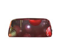 PPTHSNVB Federmäppchen mit Aufschrift "Merry Christmas", Ball-Federmäppchen mit Reißverschluss, großes Fassungsvermögen, Leder, tragbare Make-up-Tasche für Damen und Herren, gold, Einheitsgröße, Druck