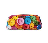 PPTHSNVB Federmäppchen mit bunten Knöpfen, Federmäppchen mit Reißverschluss, großes Fassungsvermögen, Leder-Federtasche, tragbare Make-up-Tasche für Damen und Herren, silber, Einheitsgröße, Druck