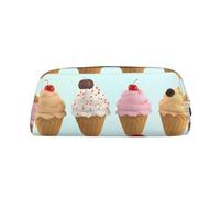 PPTHSNVB Federmäppchen mit Eiswaffeln, Federmäppchen mit Reißverschluss, großes Fassungsvermögen, Leder, tragbare Make-up-Tasche für Damen und Herren, gold, Einheitsgröße, Druck