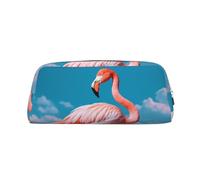 PPTHSNVB Federmäppchen mit Flamingo im Wasser, Federmäppchen mit Reißverschluss, großes Fassungsvermögen, Leder, tragbare Make-up-Tasche für Damen und Herren, silber, Einheitsgröße, Druck