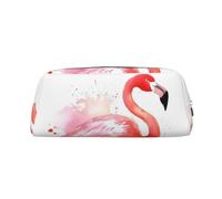 PPTHSNVB Federmäppchen mit Flamingo-Motiv, Aquarell-Federmäppchen mit Reißverschluss, großes Fassungsvermögen, Leder-Federmäppchen, tragbare Make-up-Tasche für Damen und Herren, silber, Einheitsgröße
