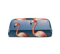 PPTHSNVB Federmäppchen mit Flamingo-Motiv, mit Reißverschluss, großes Fassungsvermögen, Leder-Federtasche, tragbare Make-up-Tasche für Damen und Herren, silber, Einheitsgröße, Druck