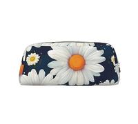 PPTHSNVB Federmäppchen mit Gänseblümchen-Muster, Federmäppchen mit Reißverschluss, großes Fassungsvermögen, Leder-Bleistifttasche, tragbare Make-up-Tasche für Damen und Herren, gold, Einheitsgröße