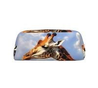 PPTHSNVB Federmäppchen mit Giraffen- und Sonnenblumen-Motiv, mit Reißverschluss, großes Fassungsvermögen, Leder-Bleistifttasche, tragbare Make-up-Tasche für Damen und Herren, silber, Einheitsgröße