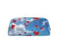 PPTHSNVB Federmäppchen mit Herzmotiv im Himmel, Federmäppchen mit Reißverschluss, großes Fassungsvermögen, Leder, tragbare Make-up-Tasche für Damen und Herren, gold, Einheitsgröße, Druck