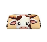 PPTHSNVB Federmäppchen mit niedlichem Kuh-Design, mit Reißverschluss, großes Fassungsvermögen, Leder-Federtasche, tragbare Make-up-Tasche für Damen und Herren, gold, Einheitsgröße, Druck