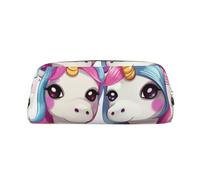 PPTHSNVB Federmäppchen mit niedlichem Pferd, mit Reißverschluss, großes Fassungsvermögen, Leder-Federtasche, tragbare Make-up-Tasche für Damen und Herren, silber, Einheitsgröße, Druck