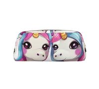 PPTHSNVB Federmäppchen mit niedlichem Pferd, mit Reißverschluss, großes Fassungsvermögen, Leder-Federtasche, tragbare Make-up-Tasche für Damen und Herren, gold, Einheitsgröße, Druck