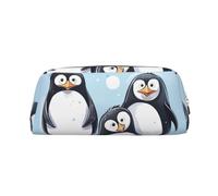 PPTHSNVB Federmäppchen mit niedlichem Pinguin-Motiv, mit Reißverschluss, großes Fassungsvermögen, Leder-Federtasche, tragbare Make-up-Tasche für Damen und Herren, gold, Einheitsgröße, Druck