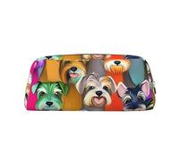 PPTHSNVB Federmäppchen mit niedlichem Schnauzer-Motiv, mit Reißverschluss, großes Fassungsvermögen, Leder-Federmäppchen, tragbare Make-up-Tasche für Damen und Herren, gold, Einheitsgröße, Druck