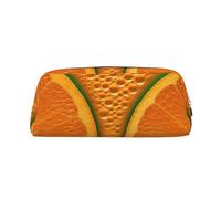 PPTHSNVB Federmäppchen mit orangefarbener Textur, Federmäppchen mit Reißverschluss, großes Fassungsvermögen, Leder, tragbare Make-up-Tasche für Damen und Herren, gold, Einheitsgröße, Druck