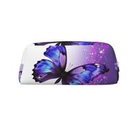 PPTHSNVB Federmäppchen mit Reißverschluss, großes Fassungsvermögen, Leder, tragbar, Make-up-Tasche für Damen und Herren, Violett, gold, Einheitsgröße, Druck