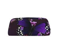 PPTHSNVB Federmäppchen mit Reißverschluss, großes Fassungsvermögen, Leder, tragbar, Make-up-Tasche für Damen und Herren, Violett, silber, Einheitsgröße, Druck